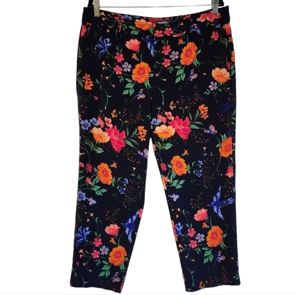 Old Navy Women's Harper Pants in Navy Floral Ankle Length Capsule Wardrobe sz 14 - Picture 1 of 11